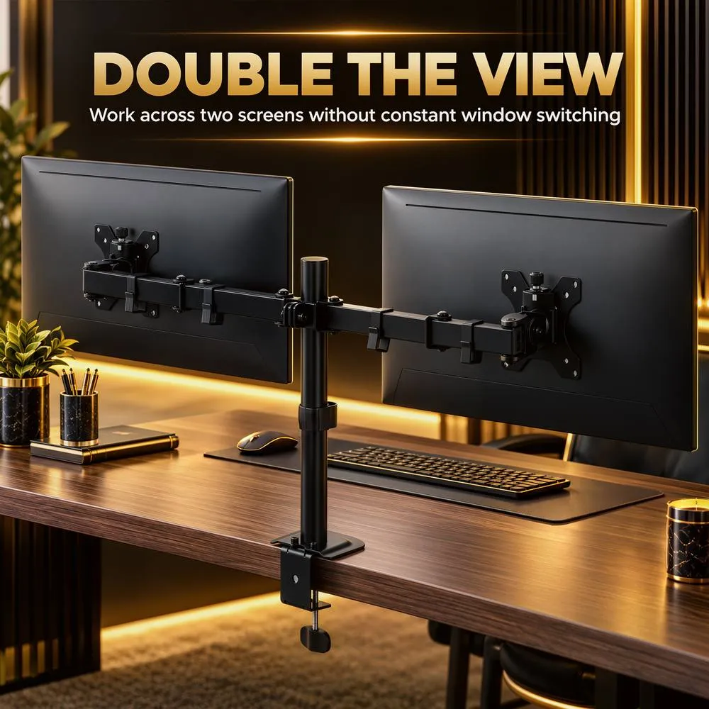 HOMCOM Dual Monitor Stand for 2 Screens up to 32", Height Adjustable, Black 4