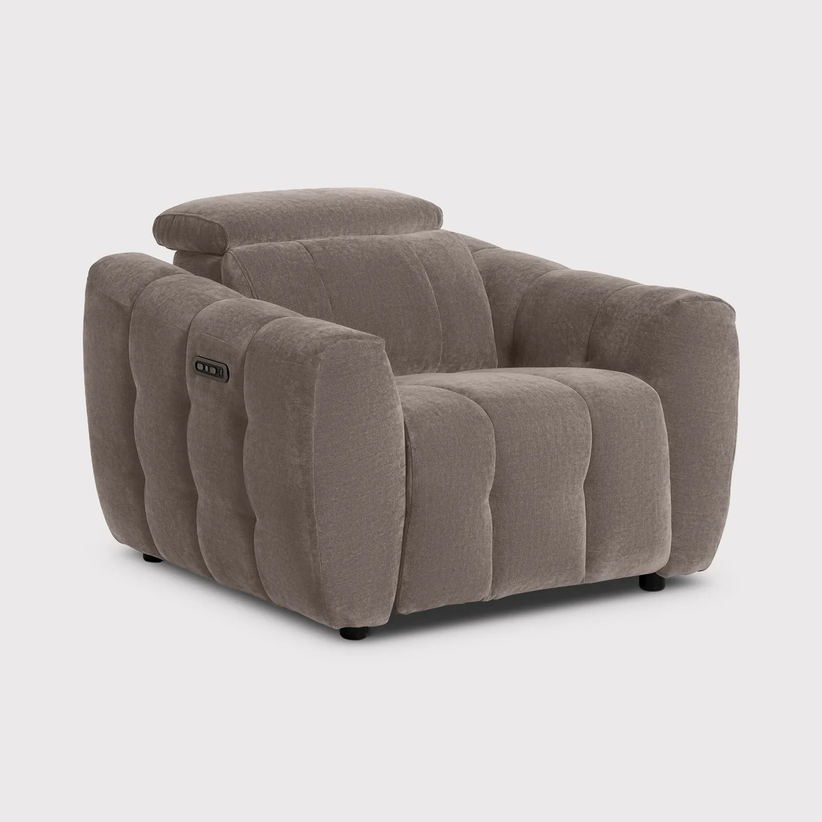 Montgomery Power Recliner Chair & Headrest, Grey Fabric | Barker & Stonehouse