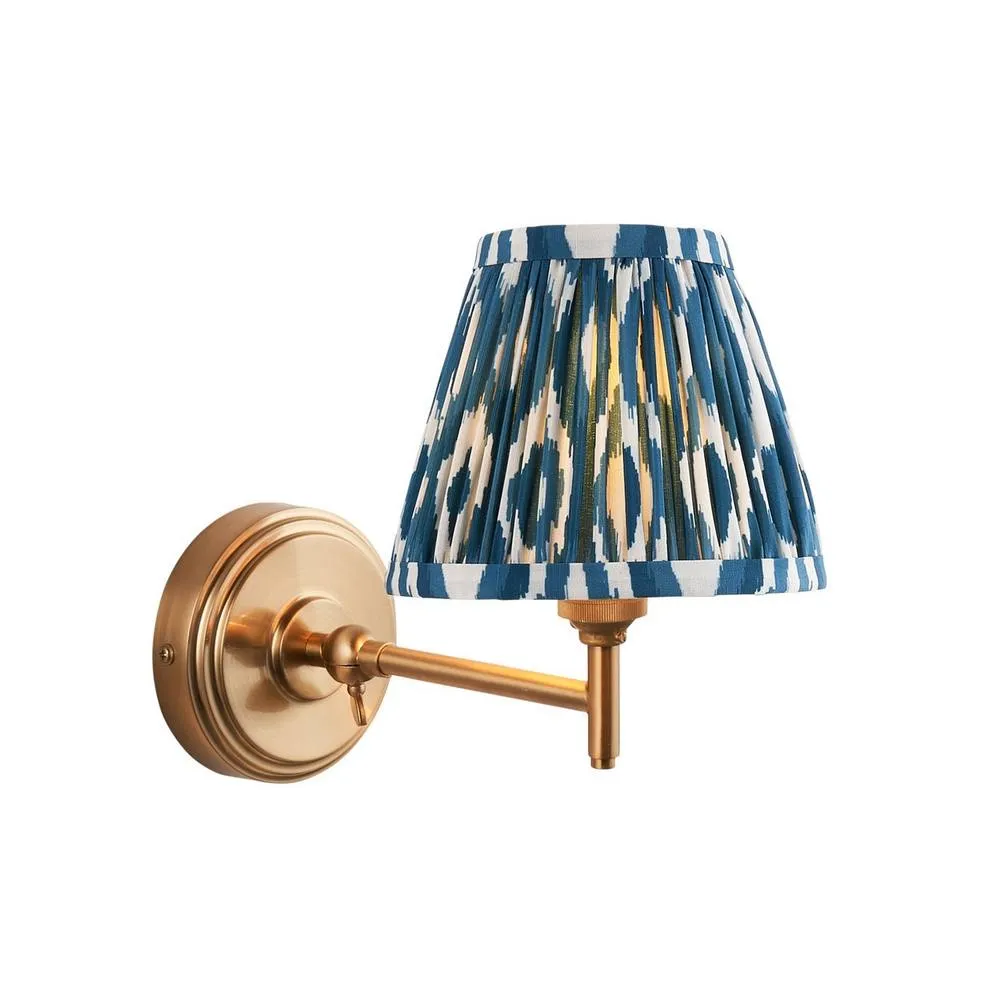 Netlighting Step Fold Wall Light Blue Fabric Ikat Shade 16cm B22