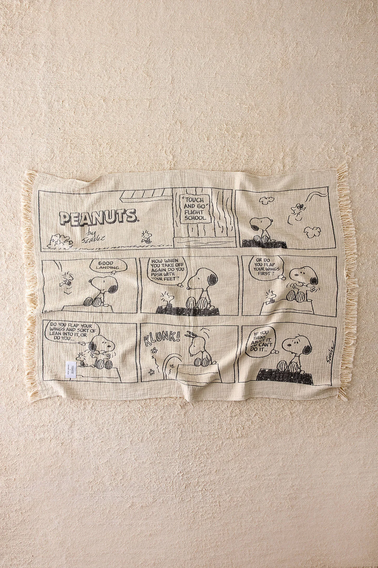 Maison Deux X Peanuts Snoopy Flight School Comic Strip Blanket ALL 2