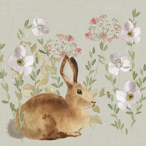 Meadow Rabbit Floral Square Cushion 2
