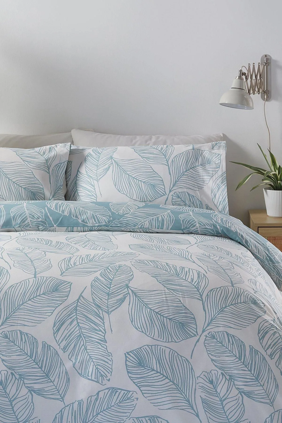 Fusion 'Matteo' Botanical Print Duvet Cover Set in Duck Egg Blue 4