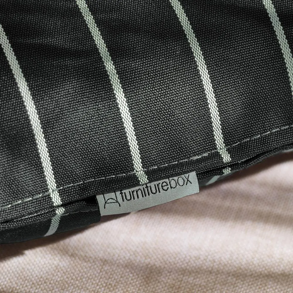 FurnitureboxUK 2x Stripe Outdoor Cushions (pair) in Black 2