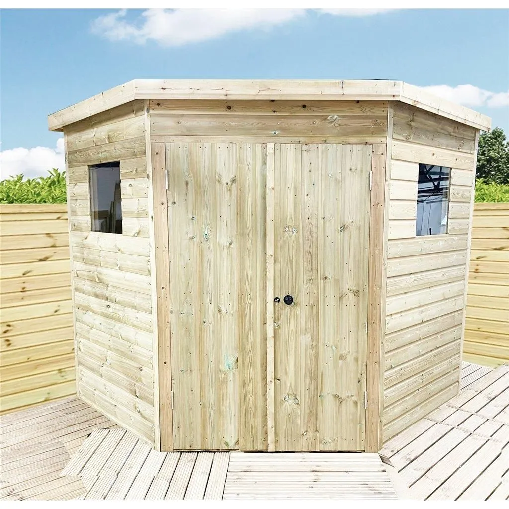 Marlborough 7 x 7 Corner Pressure Treated Apex Workshop in Natural