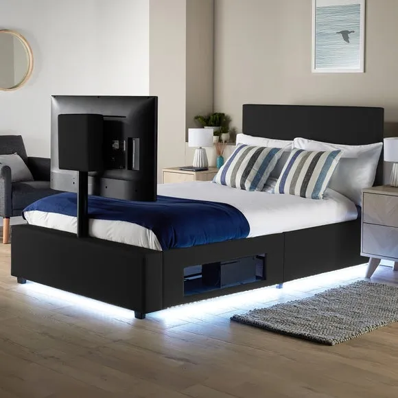 XR Living Ava TV Bed with LED Lights and TV Mount