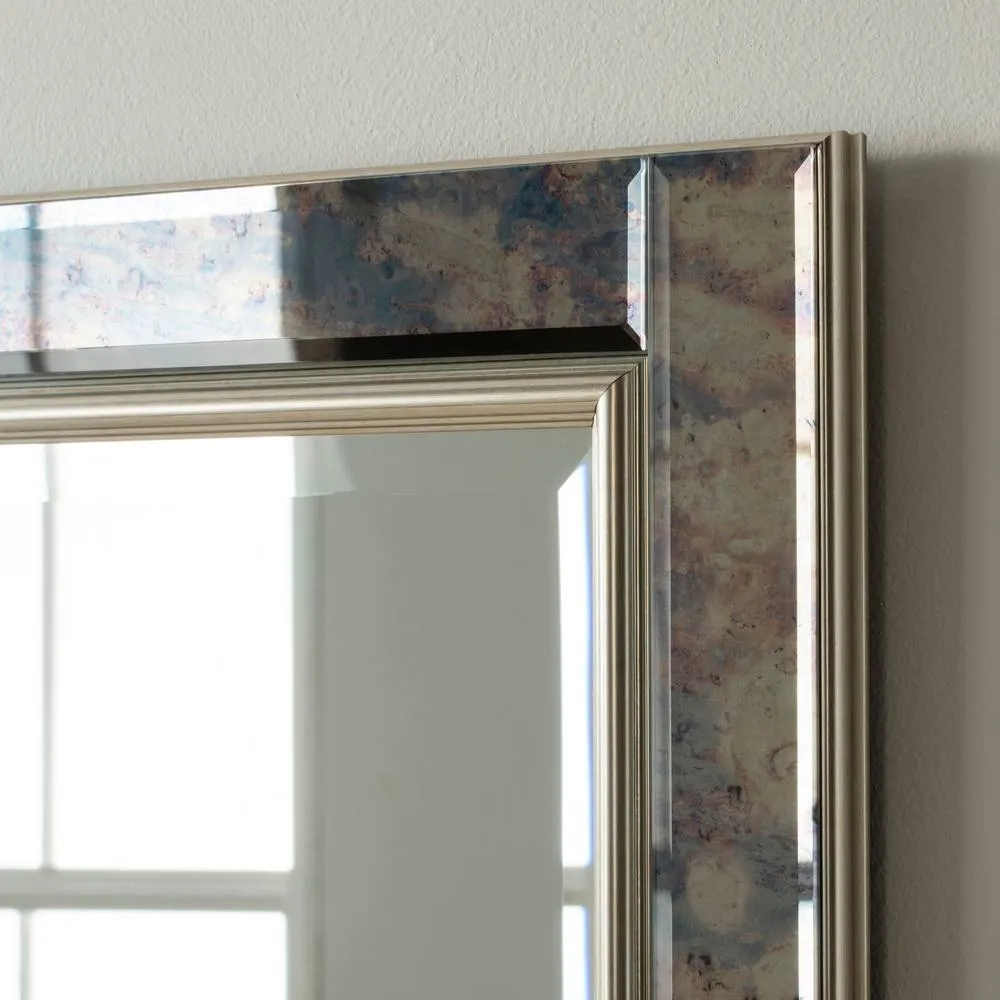 Yearn Mirrors Antique Mottled Lunar Wall Mirror Bevelled in Metallic Silver 2