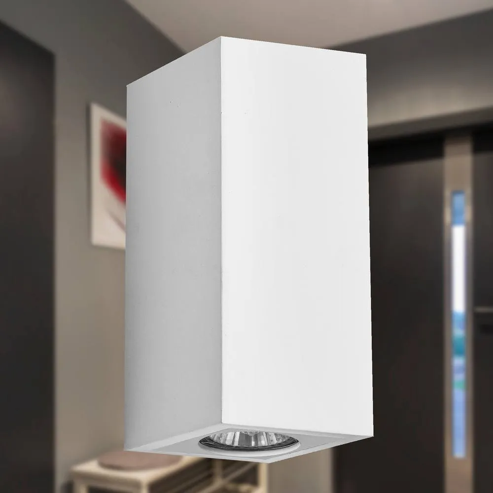 First Choice Lighting Kube - White Plaster GU10 Wall Light 3