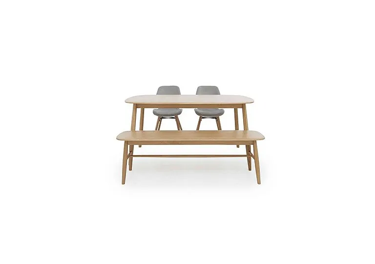 Stockholm Fixed Dining Table with 2 Upholstered Chairs and a Bench - Light Oak