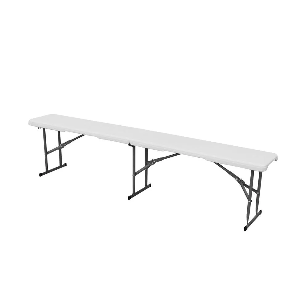 sweeek Folding steel reception table with 2 benches (set of 2) in White 5