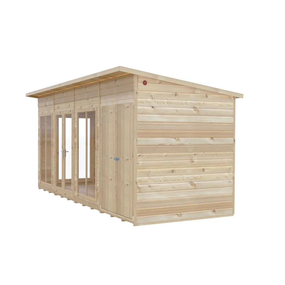 Shires Lela 16x6 Summerhouse including Storage - L185.8 x W476 x H228.4 cm in Light Brown 4