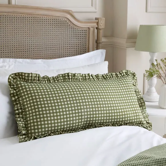 Gingham Frill Cotton Rectangle Cushion 5