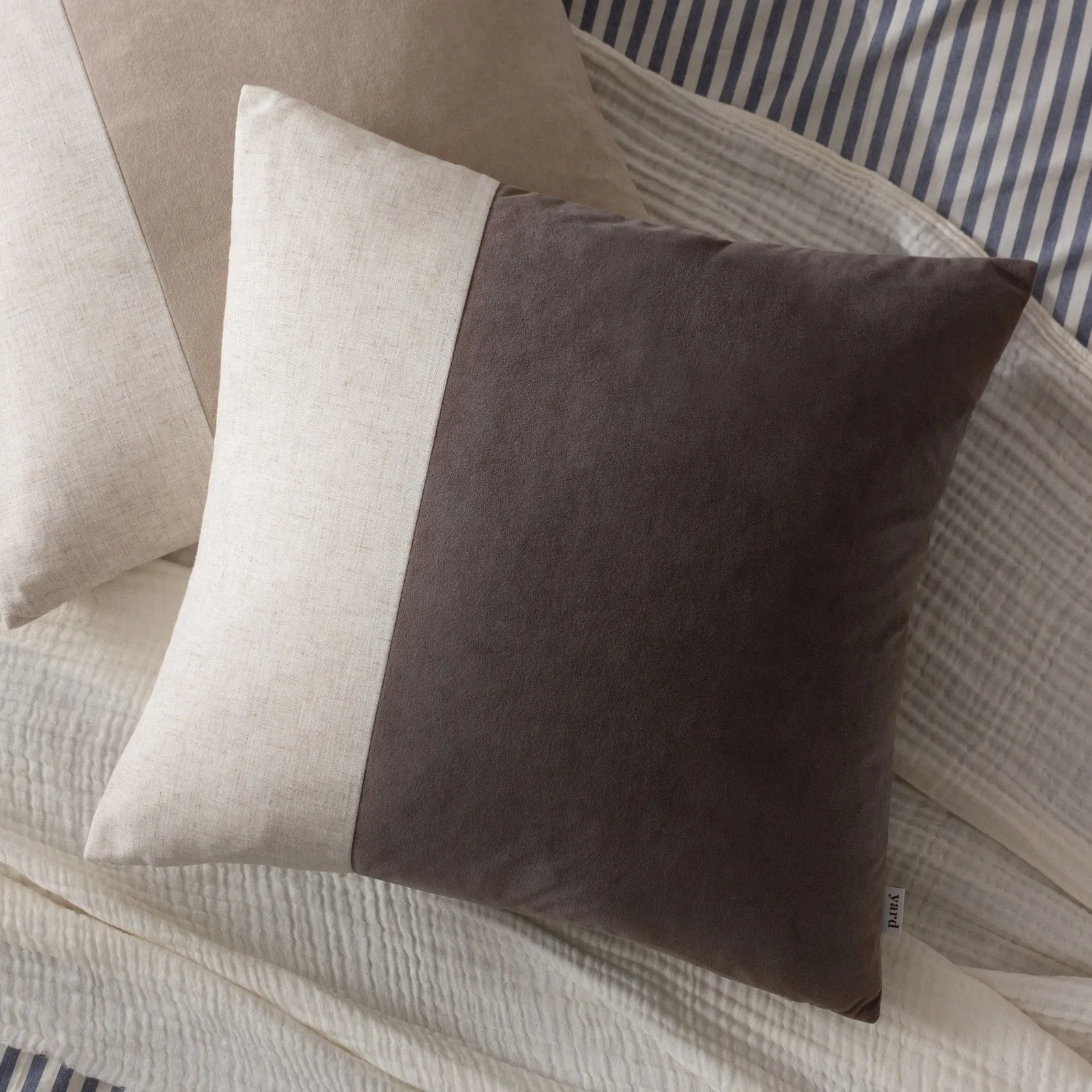 Yard Morden Soft-Washed Velvet Cushion in Taupe