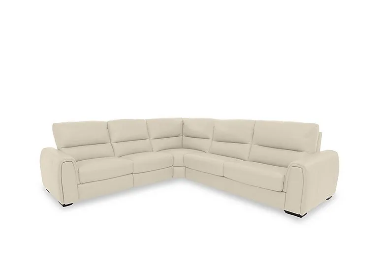 Flex Leather Large Left Hand Facing Corner Sofa Bed with Power Recliner and Storage Arms - BV Bisque