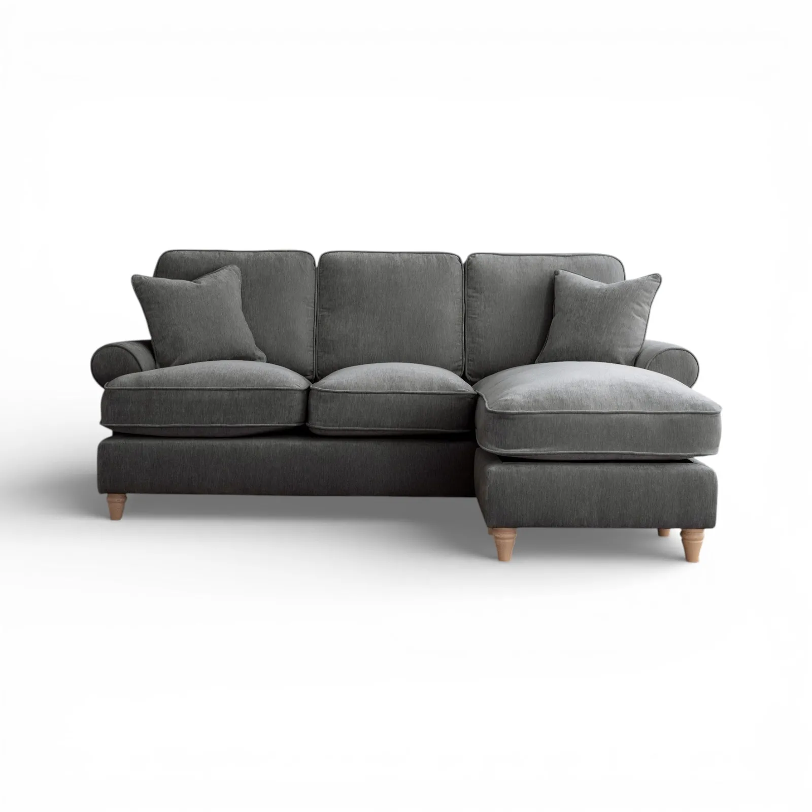 The Great Sofa Company Ezra Right Hand Velvet Chaise Sofa - Scroll Arm in Charcoal 2