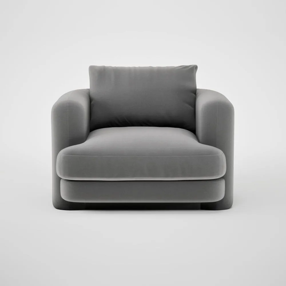 Heal's Rafi Swivel Armchair Smart Velvet Mercury