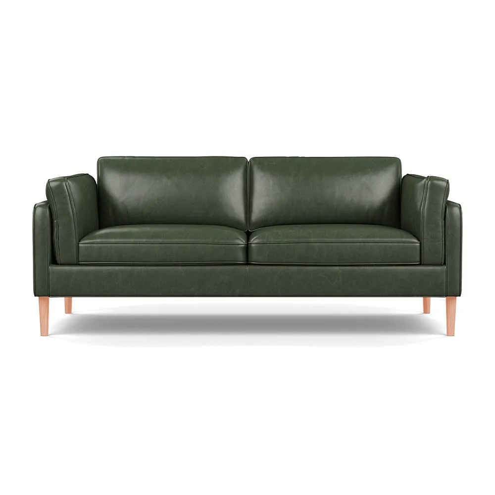 Heal's Sonno 3 Seater Leather Stonewash Vintage Green 268 Natural Feet 1