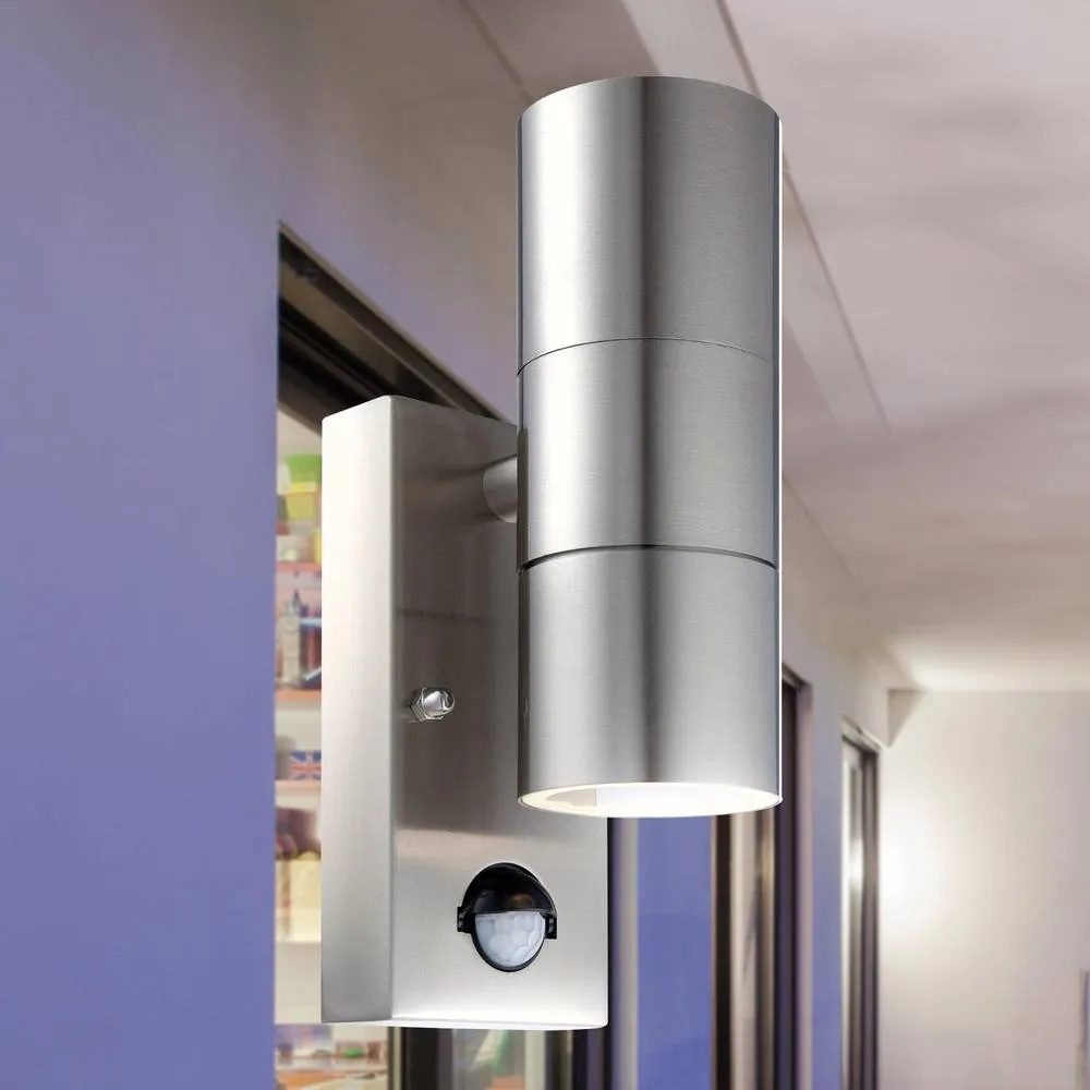 First Choice Lighting Blaze - Marine Grade Stainless Steel Motion Sensor Wall Light in Silver 3