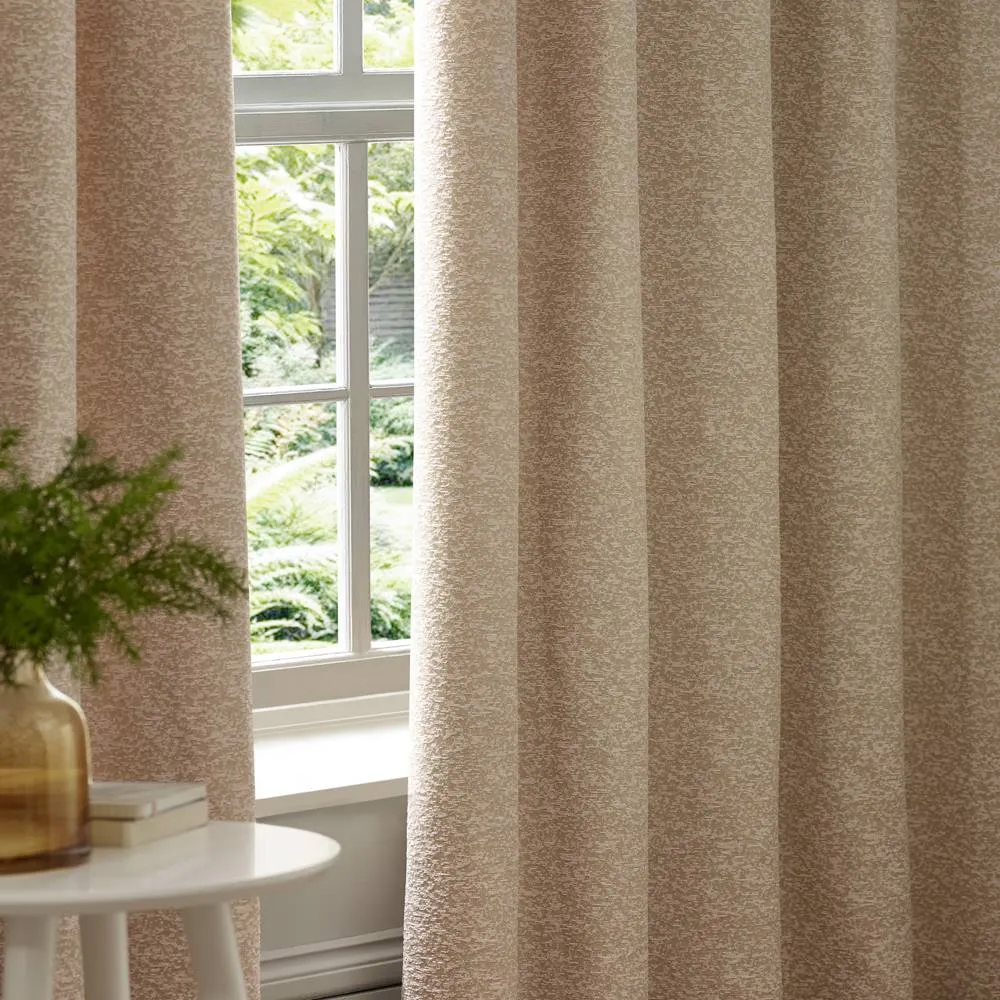 Paoletti Galaxy Velvet Chenille Eyelet Curtain Pair in Nude 5