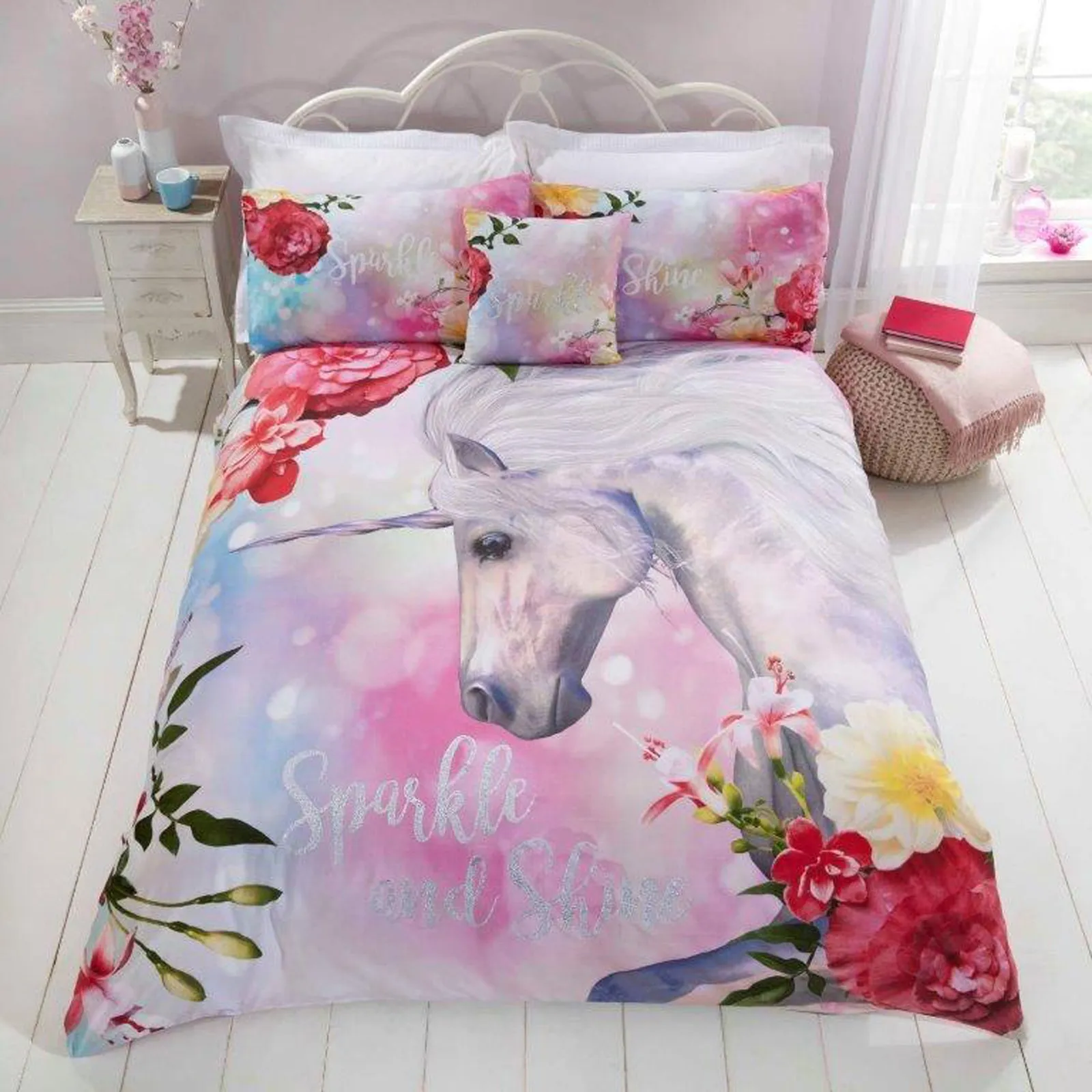 Rapport Home Sparkle & Shine Duvet Cover Set with Pillowcase in White