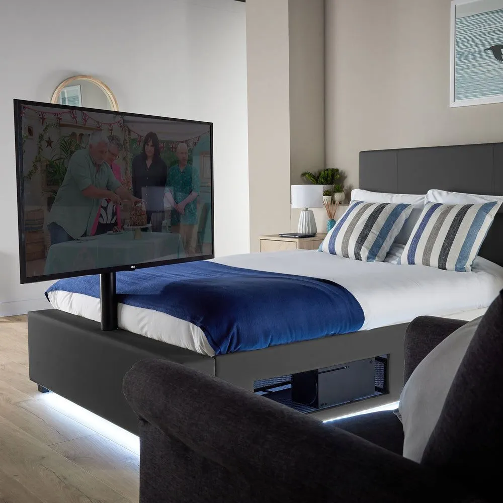 X Rocker AVA Upholstered TV Bed with Underbed Storage & LED Lights in Grey 5