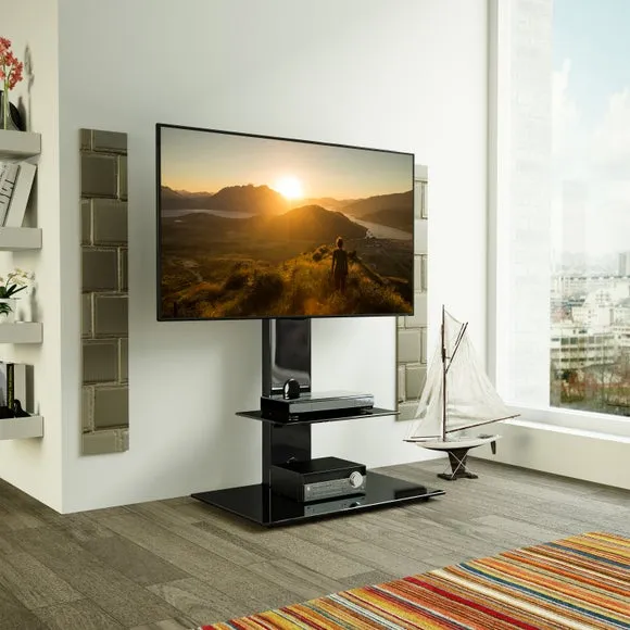 Return - Lesina Pedestal TV Unit with Shelf for TVs up to 65"