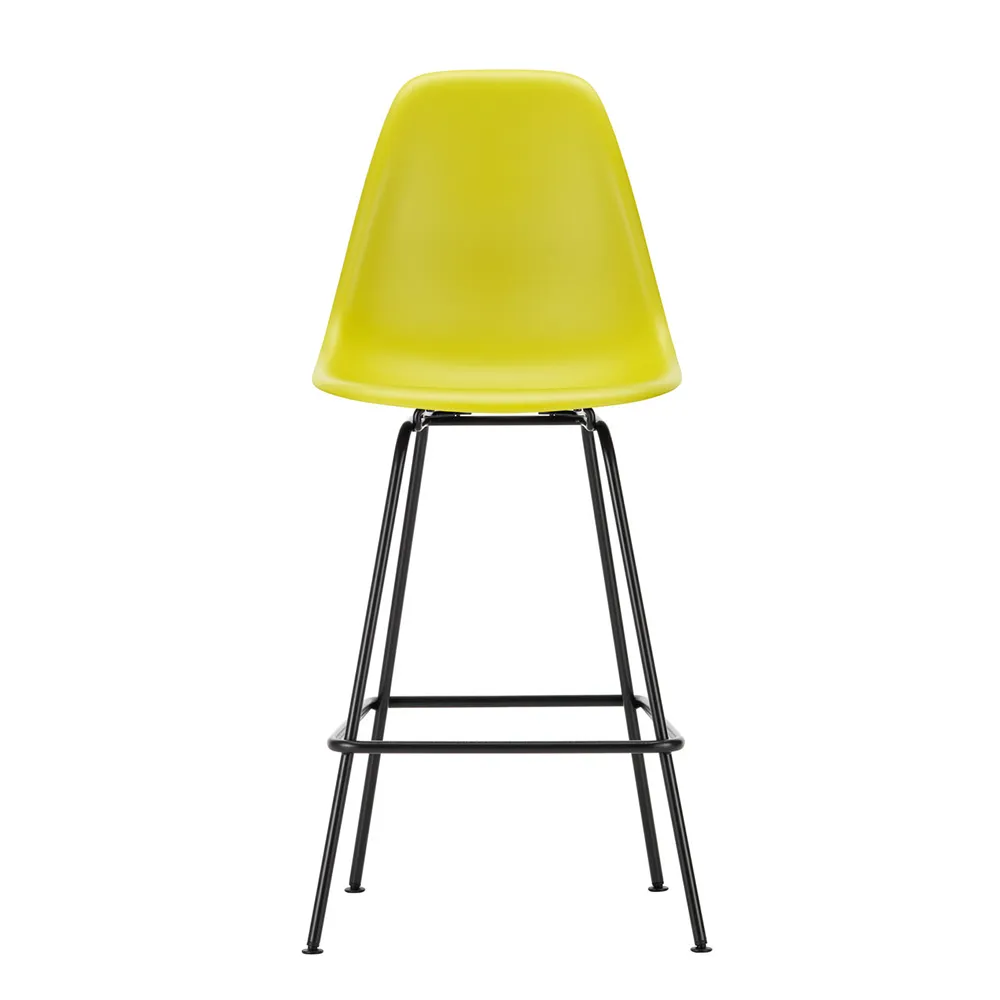 Vitra Eames Plastic Stool RE Medium Mustard Basic Dark Powdered Legs 1