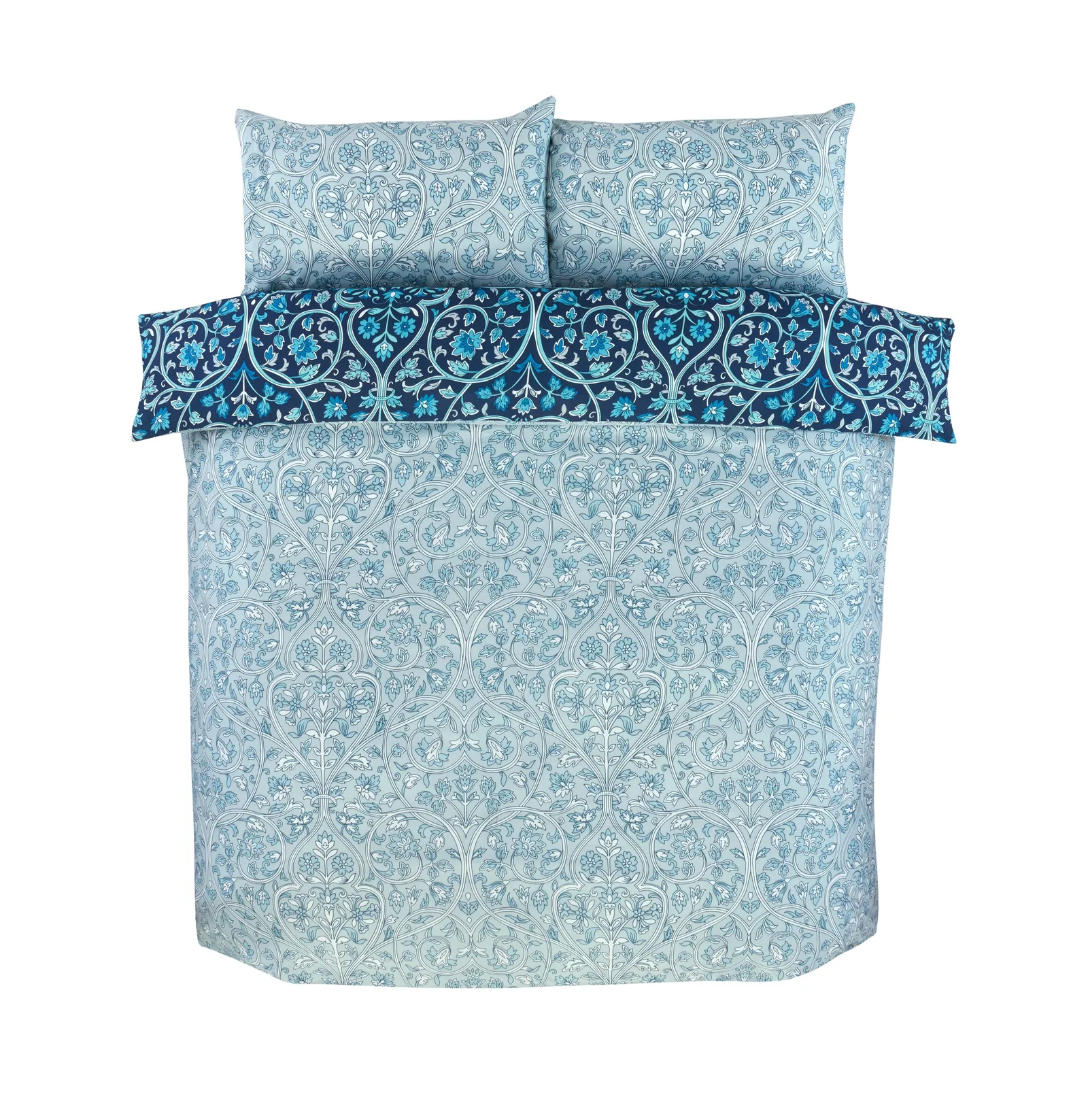 Rapport Home Harrow Microfibre Floral Reversible Duvet Cover Set with Pillowcase in Blue 3