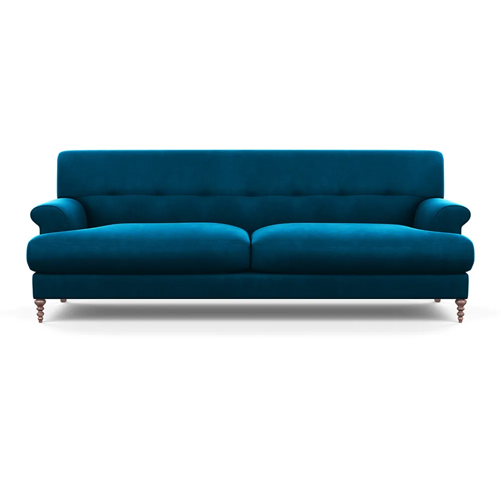 Scp Oscar 3 Seater Formal Sofa Velvet Teal Walnut Feet 1