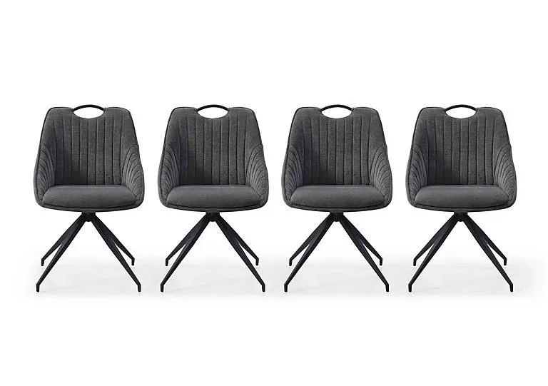 Jai Set of 4 Swivel Dining Chairs - Dark Grey