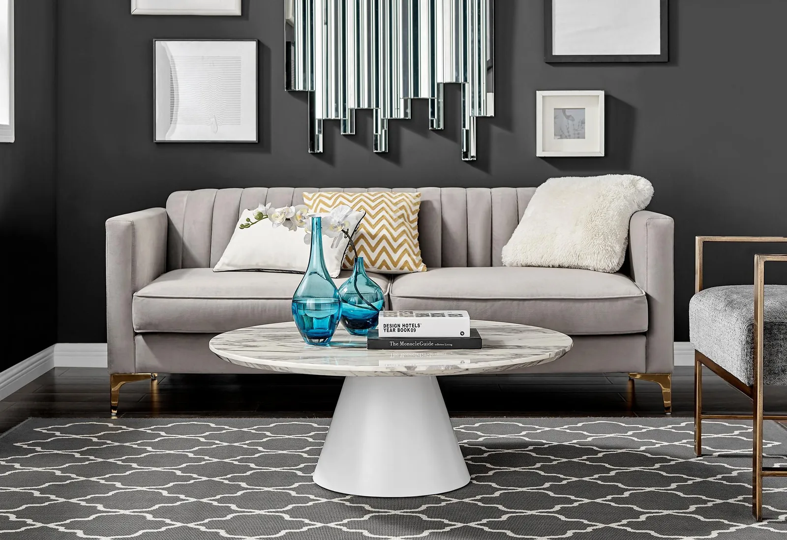 FurnitureboxUK Palma Round Coffee Table with Pedestal Pillar Base & Semi-Matte or High Gloss Finish for Modern Minimalist Industrial Look in Off-White 5