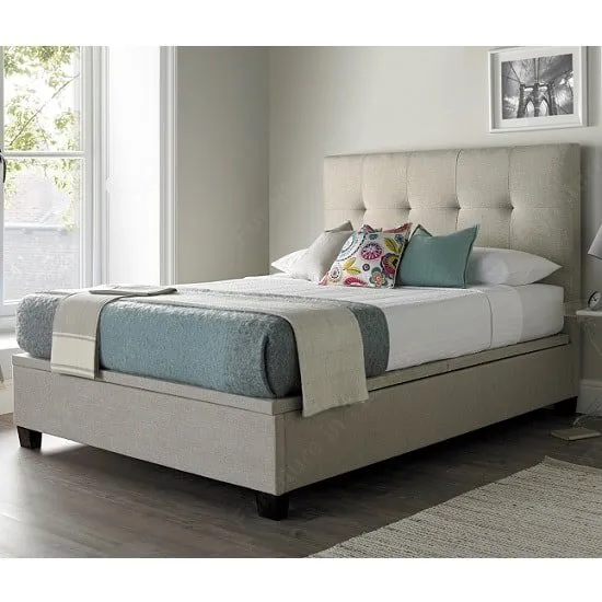 Florus Fabric Ottoman Storage Super King Size Bed In Oatmeal