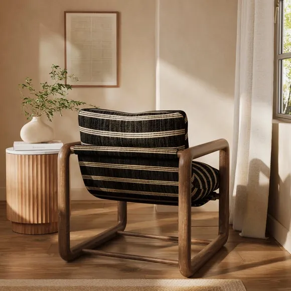 Malia Deep Stripe Chunky Wooden Occasional Armchair 2