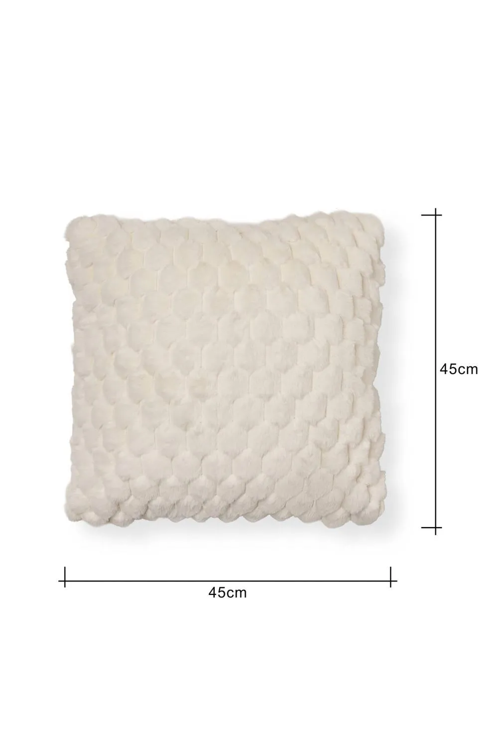 BHS Honeycomb Faux Fur Cushion in Cream 3
