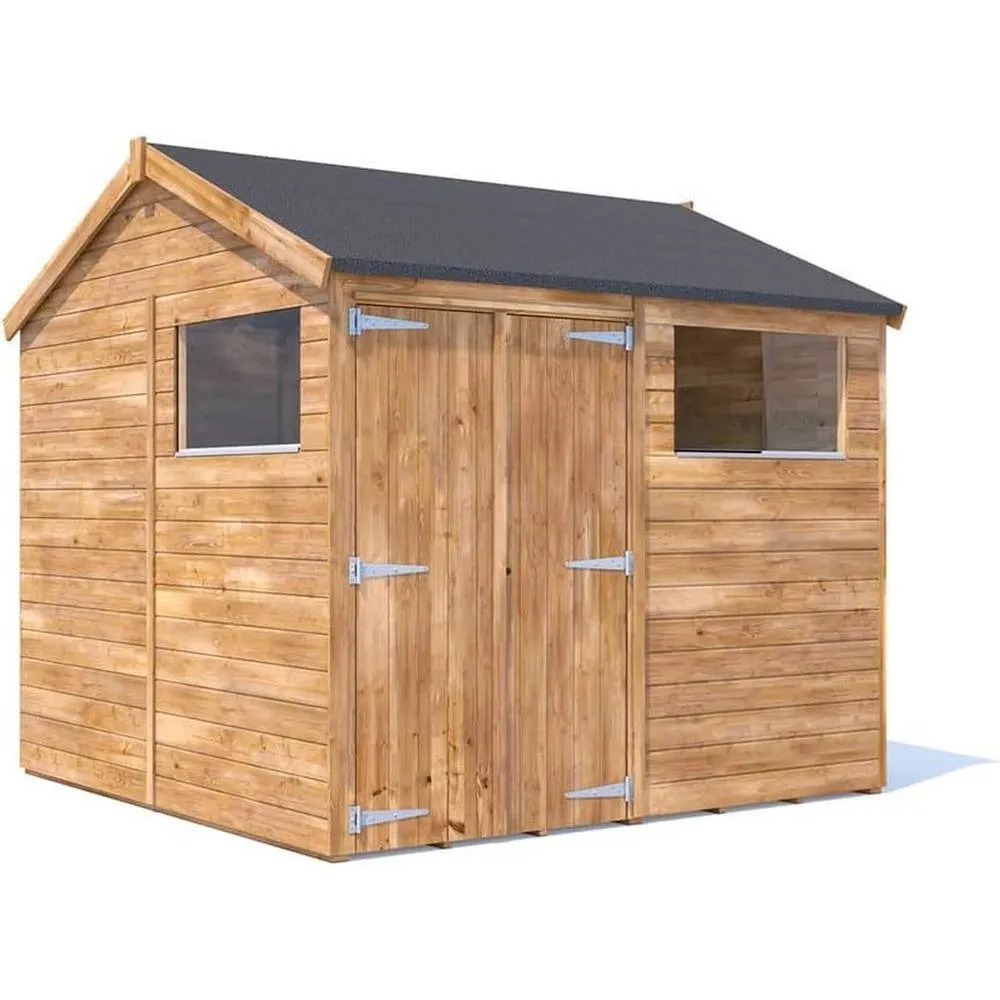 Dunster House Wooden Bike Shed Storage 2.4x2.4m Apex Roof & Window Overlord Modular in Brown 3