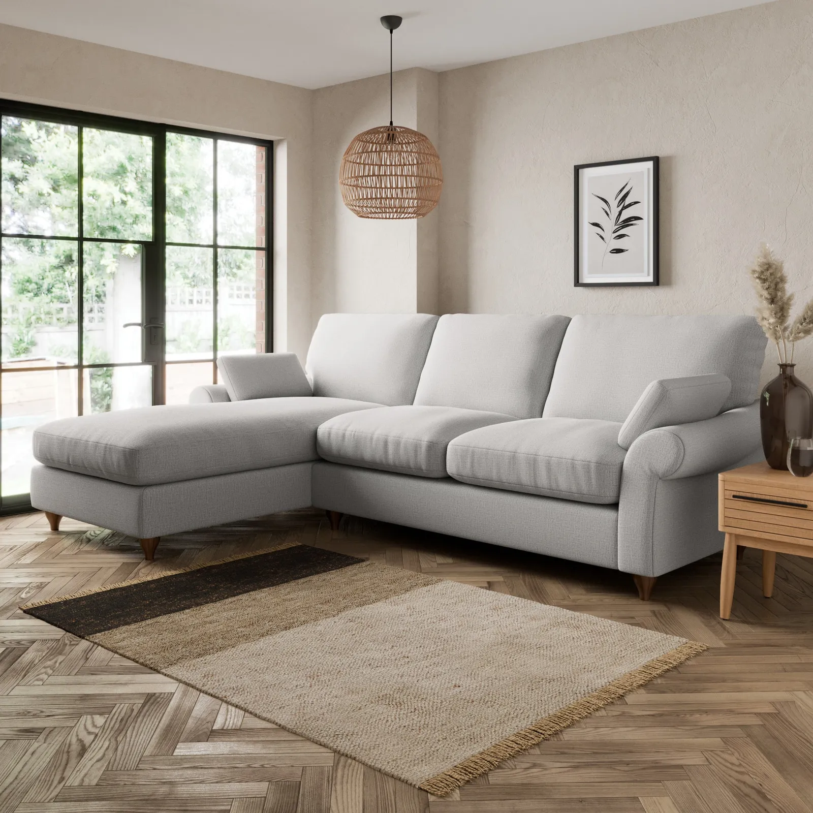 Salisbury Textured Weave Left Hand Corner Sofa Silver