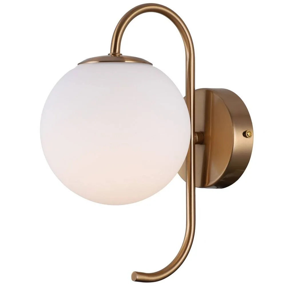 Netlighting Industrial & Retro Wall Lamp Honey Brass 1 Light with White Shade G9 in Yellow 2