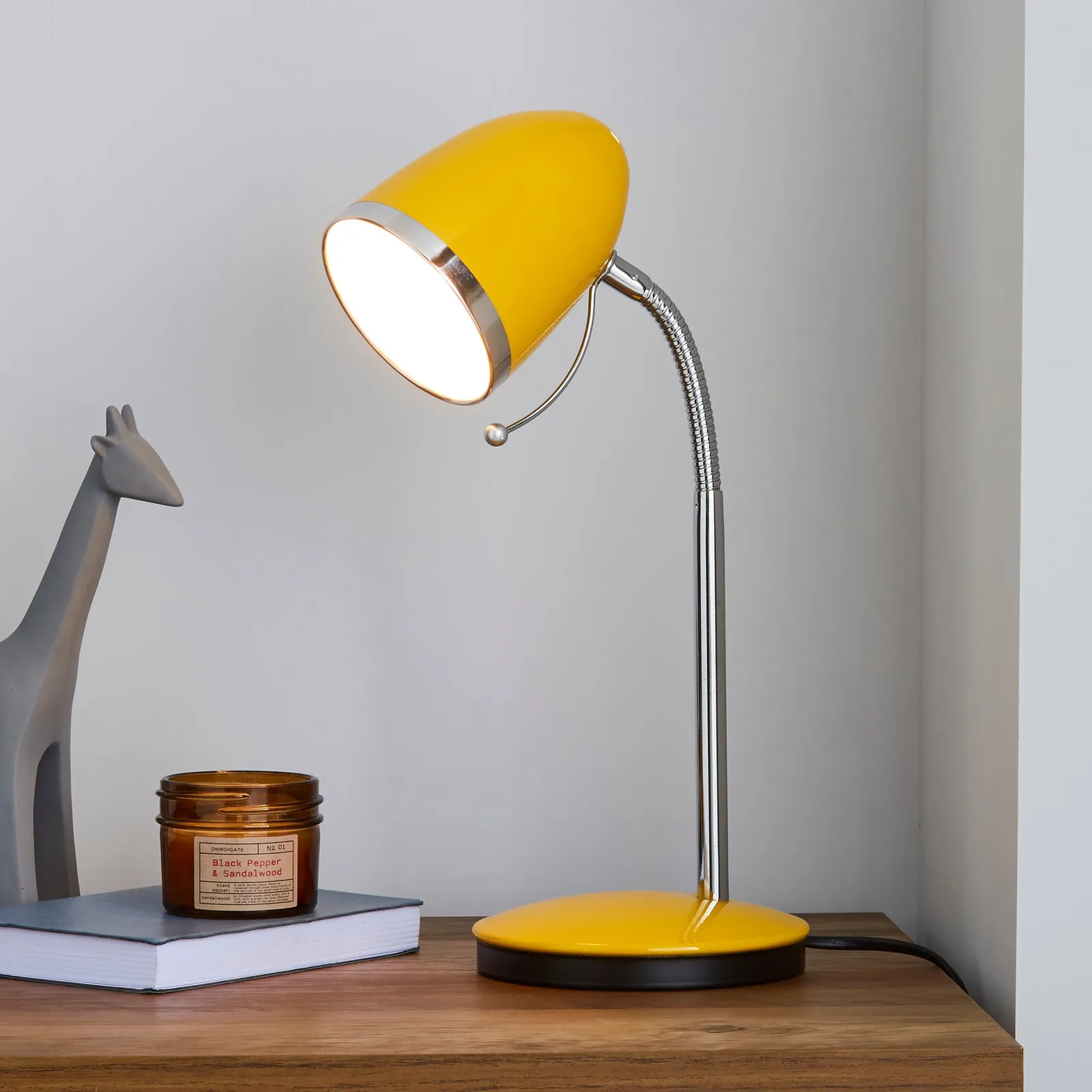 Tate Ochre and Chrome Desk Lamp Yellow