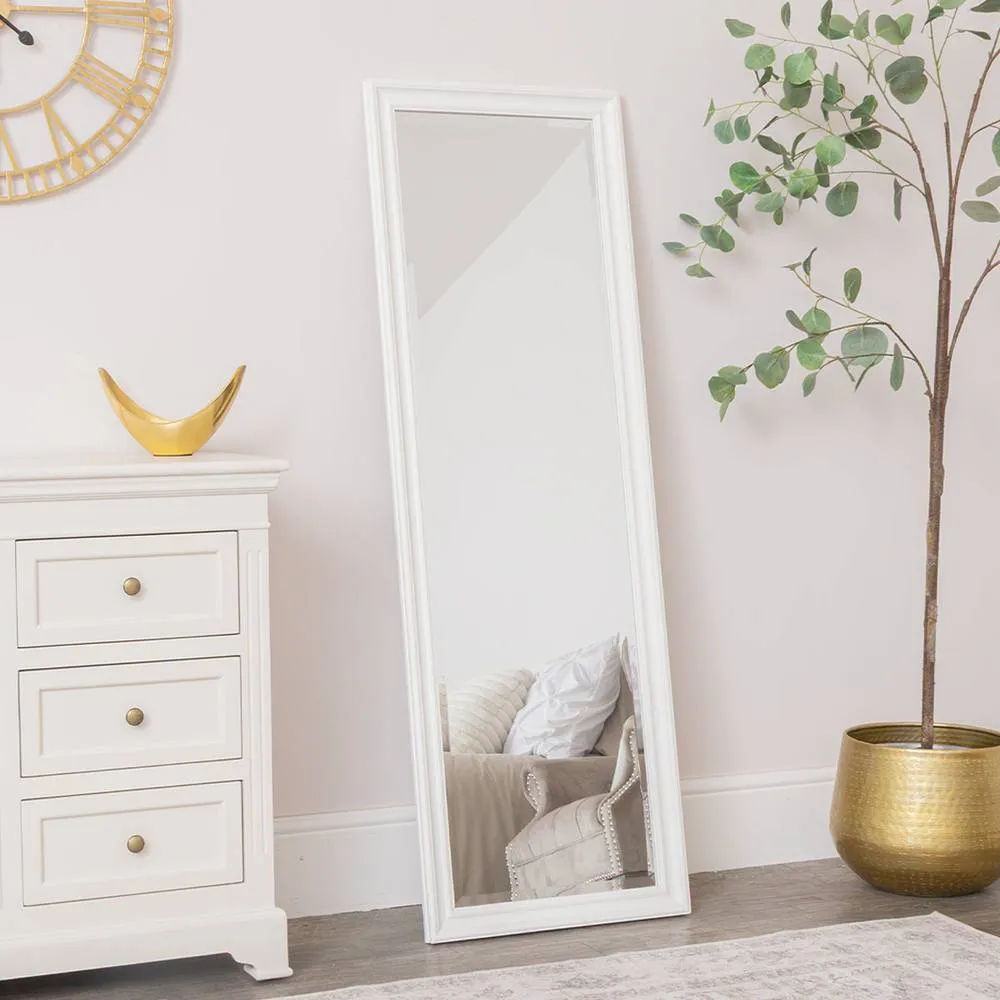 Melody Maison Large Full Length White Framed Wall & Leaner Mirror - 47cm X 142cm
