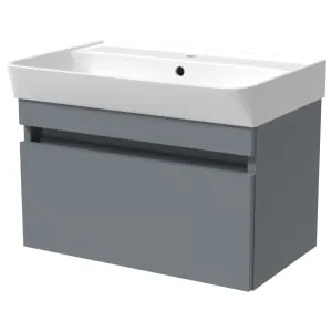 Wickes Easton Monument Grey 1 Drawer Wall Hung Vanity Unit - 430 x 600mm