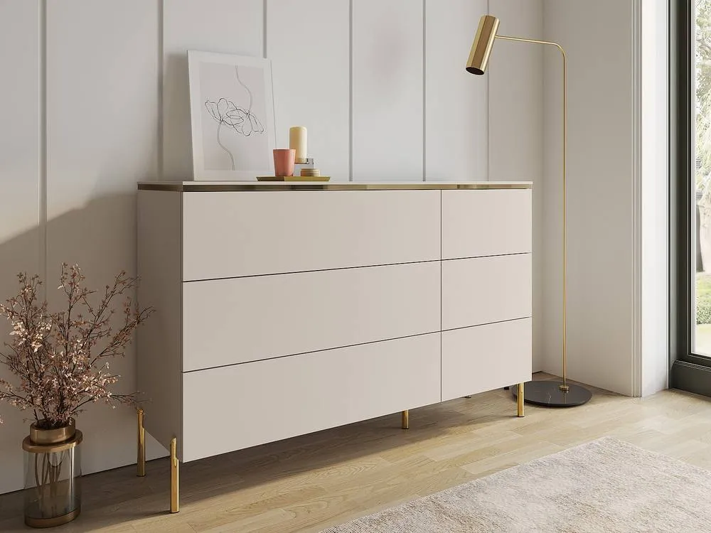 Vente-unique 6-Drawer Chest Of Drawers - Beige & Gold - VUKIA 3