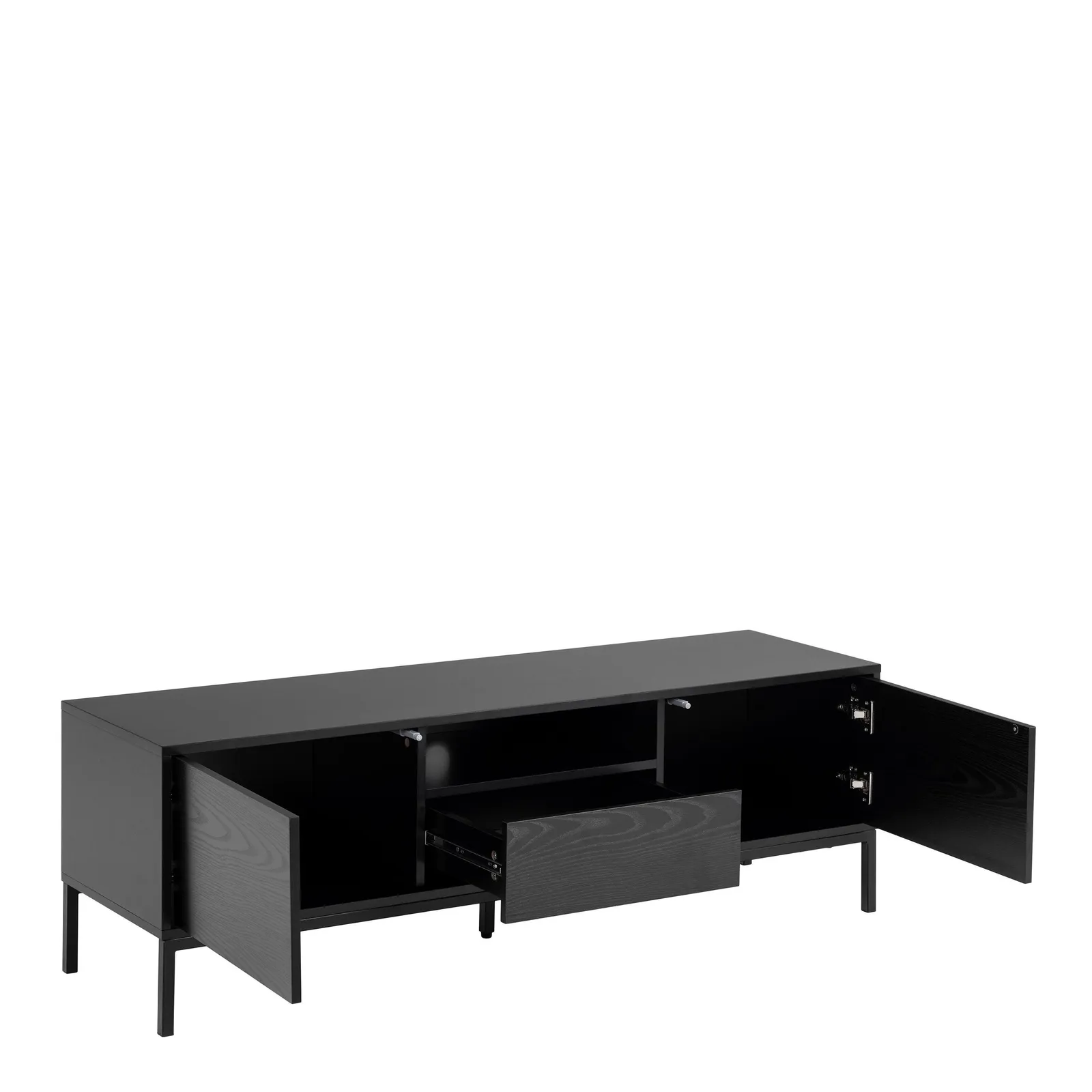 Furniture To Go Seaford 2 Door 1 Drawer TV Unit in Ash Black 4