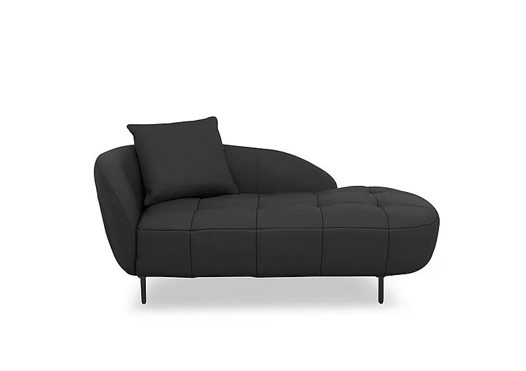 Bridgerton Leather Chaise - Classic Black