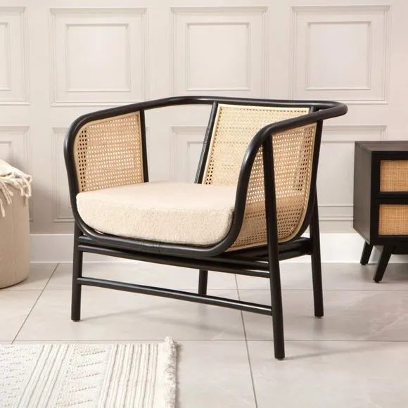 Desser Seoul Rattan Chair with Boucle Cushion