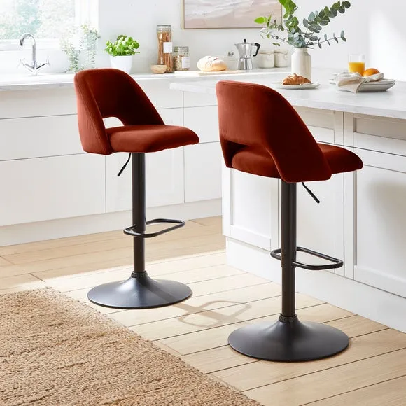 Jonas Adjustable Height Bar Stool, Velvet 2