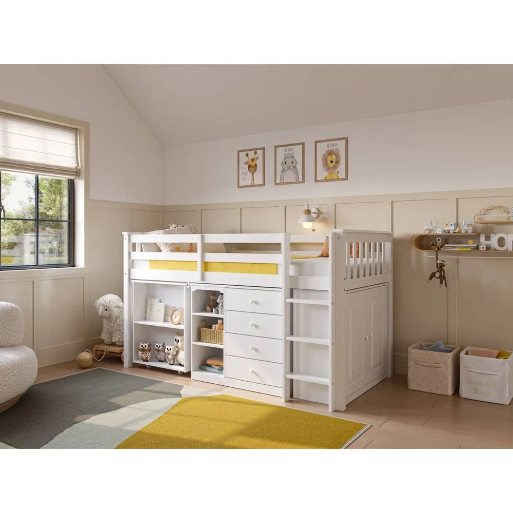 Flair Oban Single Midsleeper Cabin Bed with Desk White