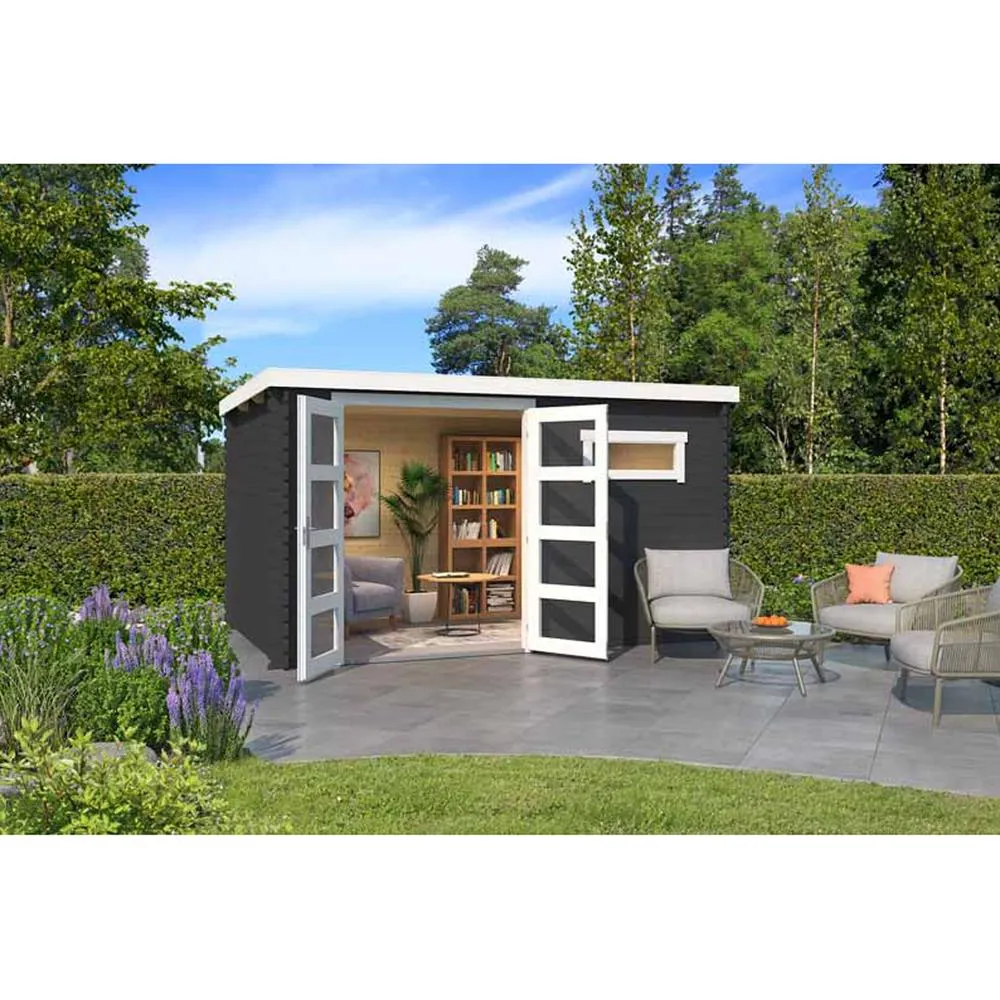 Lasita Maja Ltd Augusta-Log Cabin, Garden Room, Home Office - L400xW254.9xH216.6 cm in Light Brown 4