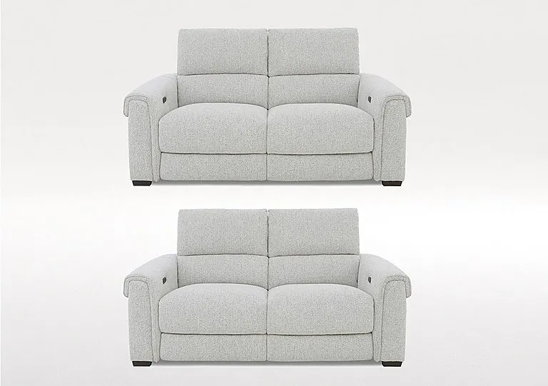 Nixon Set of Two 2 Seater Fabric Power Recliner Sofas - Oyster