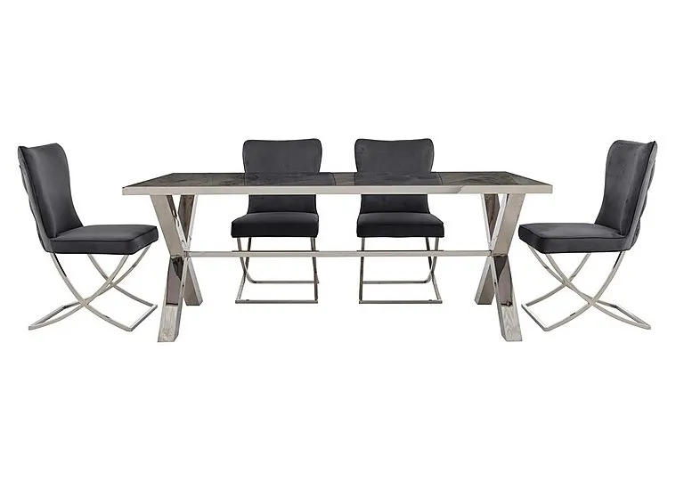 Vanquish Large Dining Table and 4 Chairs - Grey