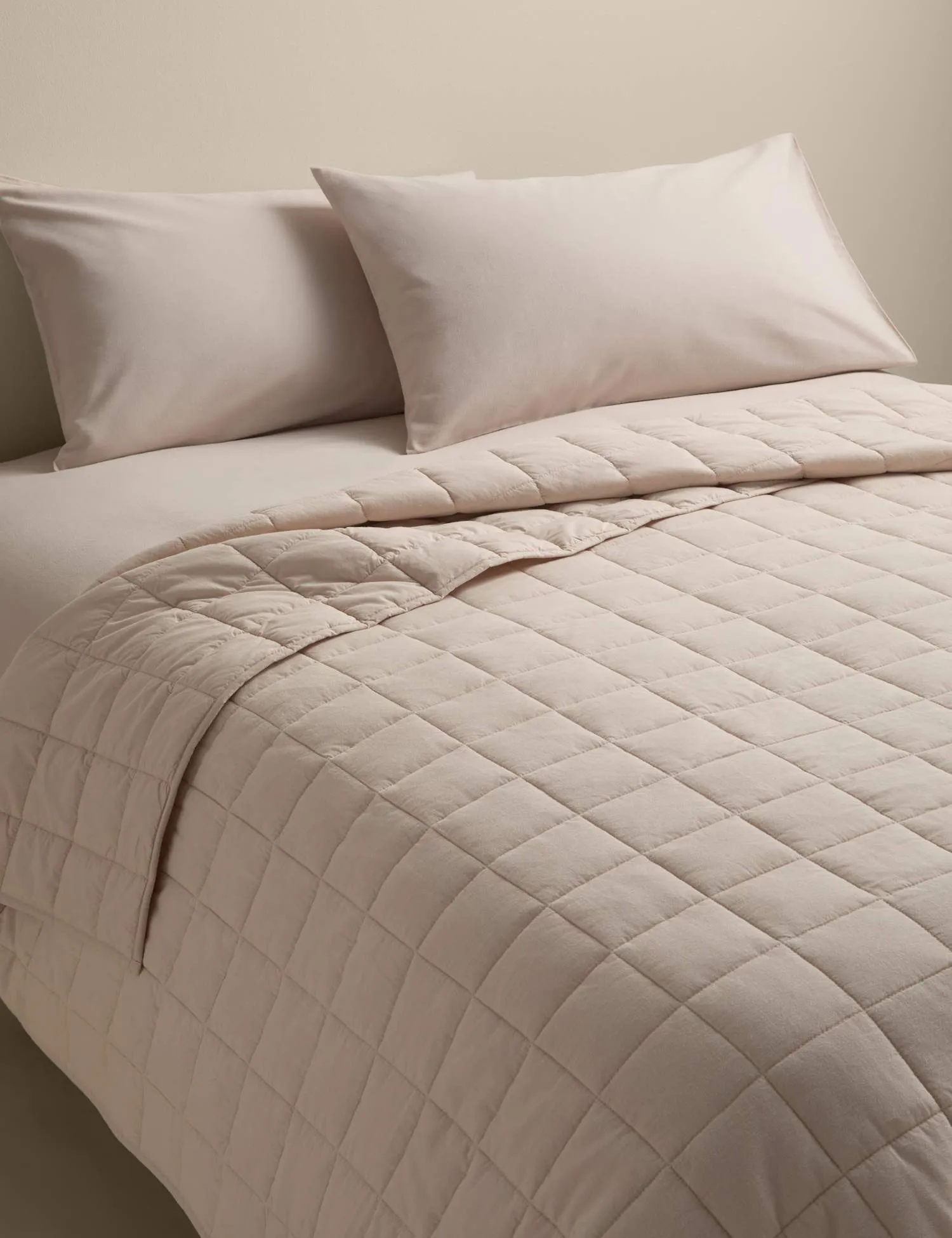 M&S Cotton Rich Quilted Bedspread with Linen Linen