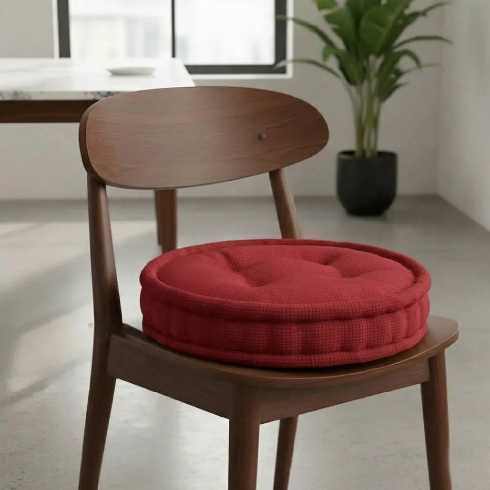 Snug City Teddy Fabric Round Booster Cushion Soft Seat Riser Pad Dining Chair in Red